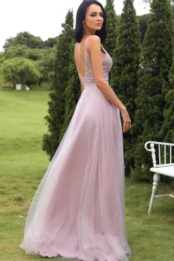 Blush Tulle & Sequins Vestido de baile