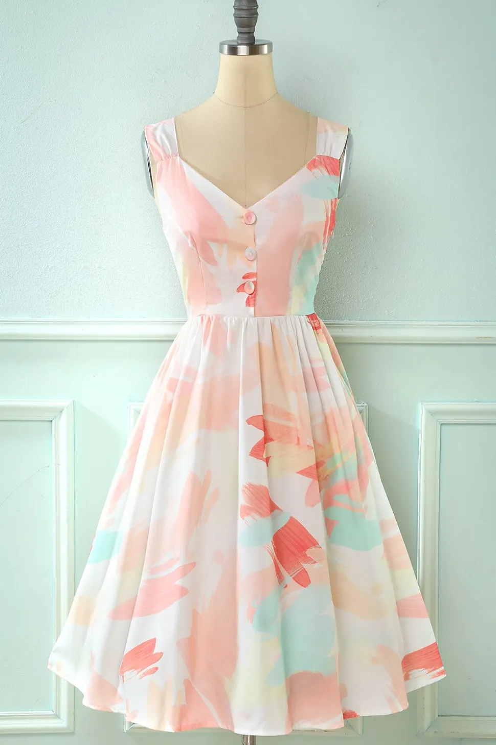 Blush V Pescoço Comprimento Vestido de verão