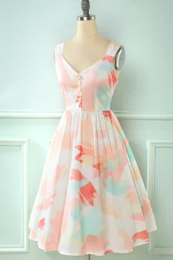 Blush V Pescoço Comprimento Vestido de verão