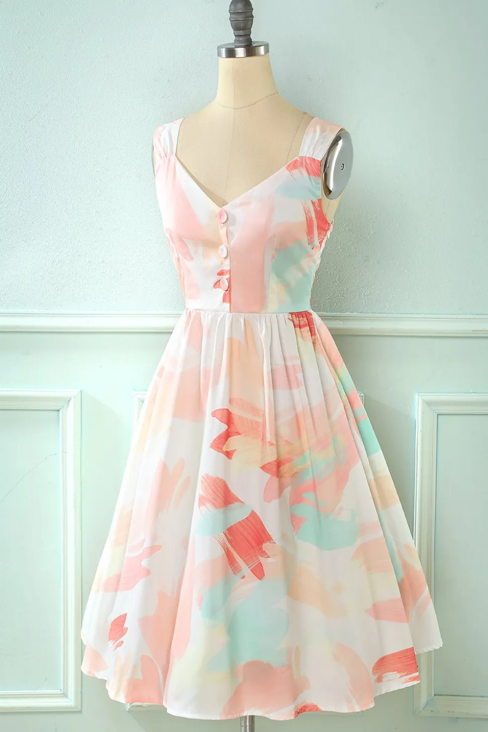 Blush V Pescoço Comprimento Vestido de verão