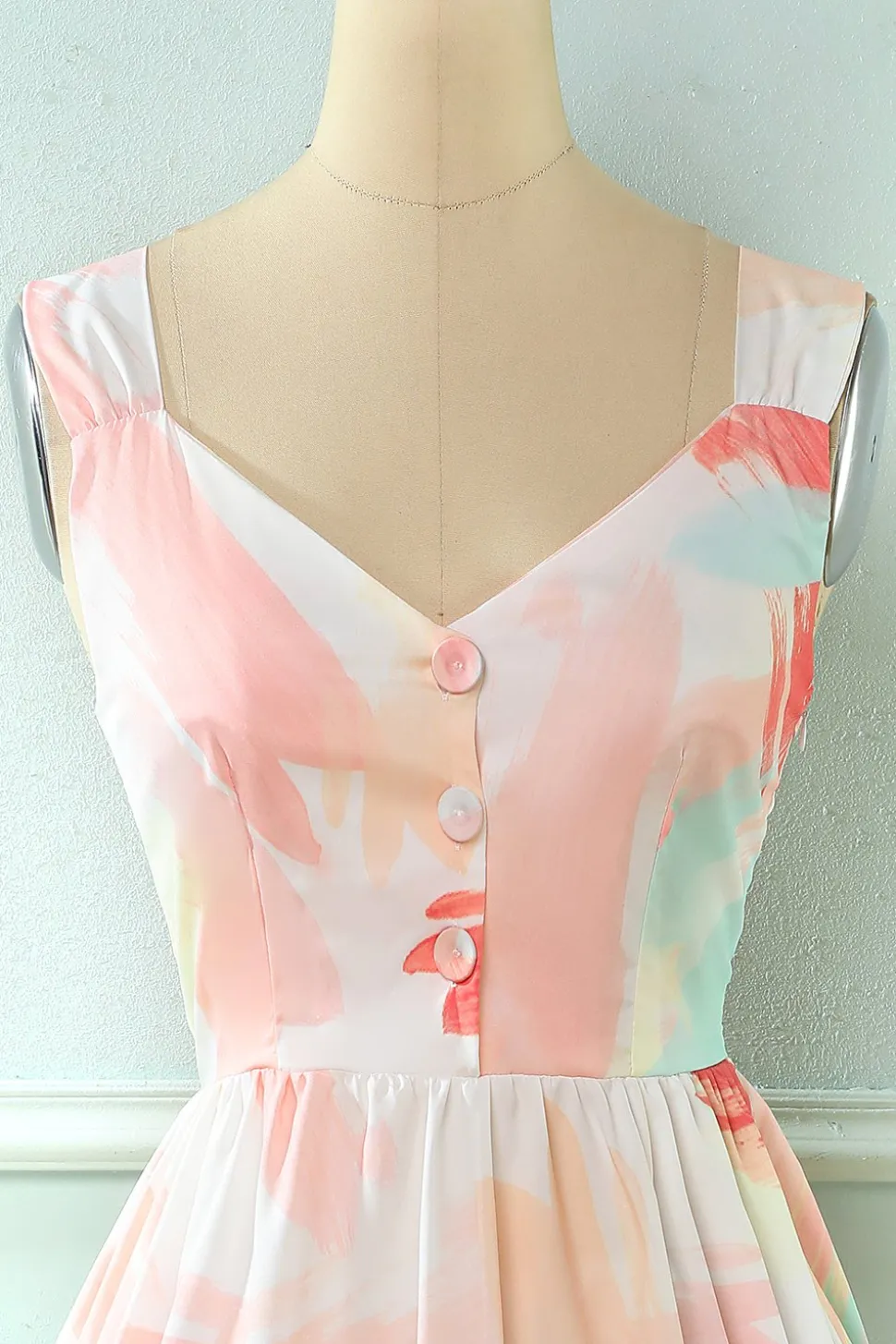 Blush V Pescoço Comprimento Vestido de verão