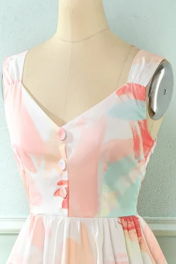 Blush V Pescoço Comprimento Vestido de verão