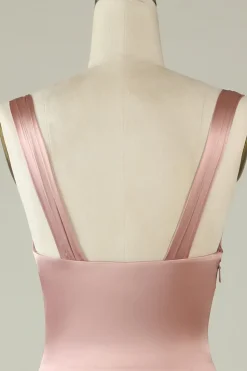 Blush Vestido de Dama de Honor Assimétrico