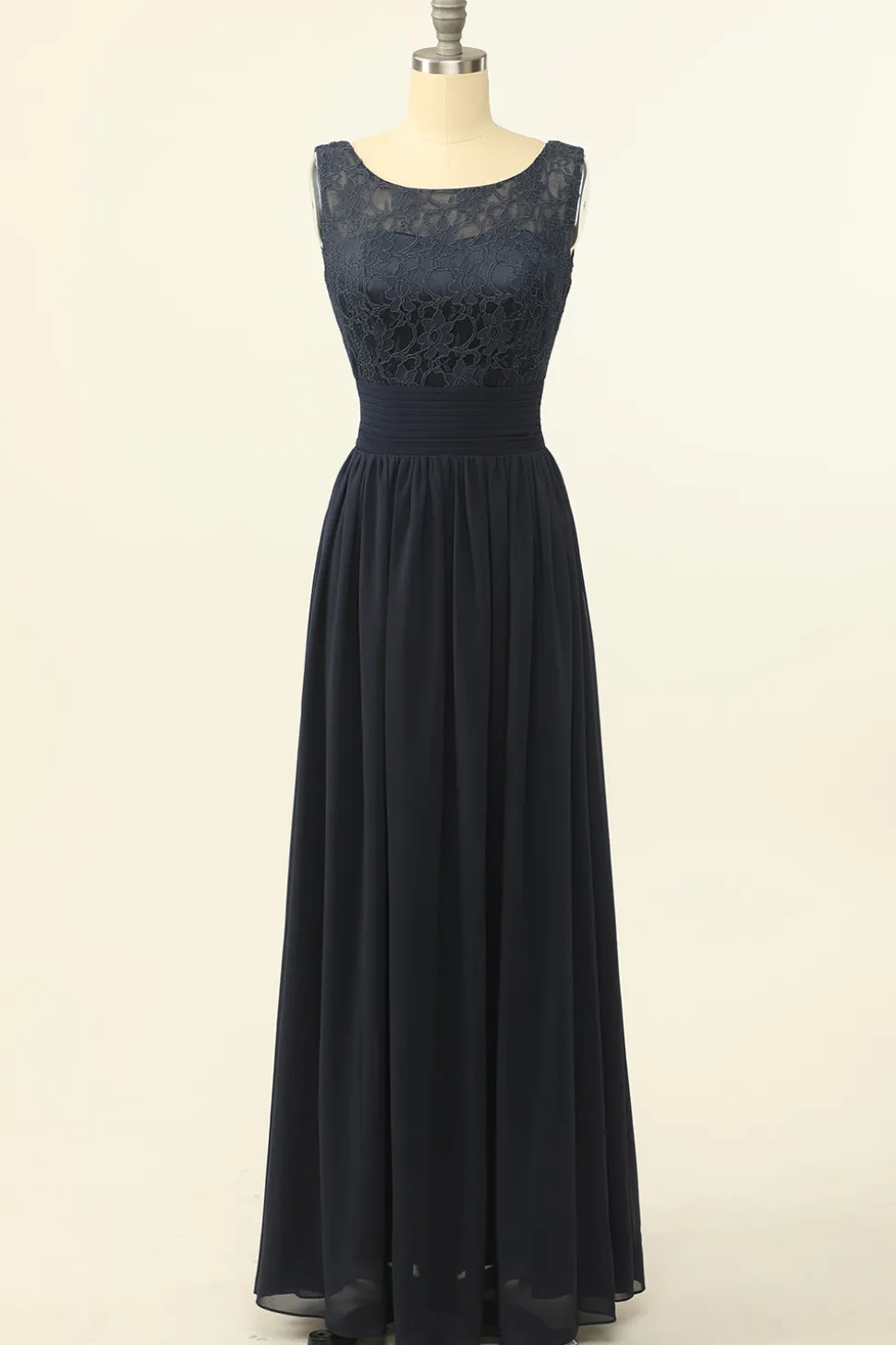 Blush Vestido Longo Chiffon Renda Dama de Honra