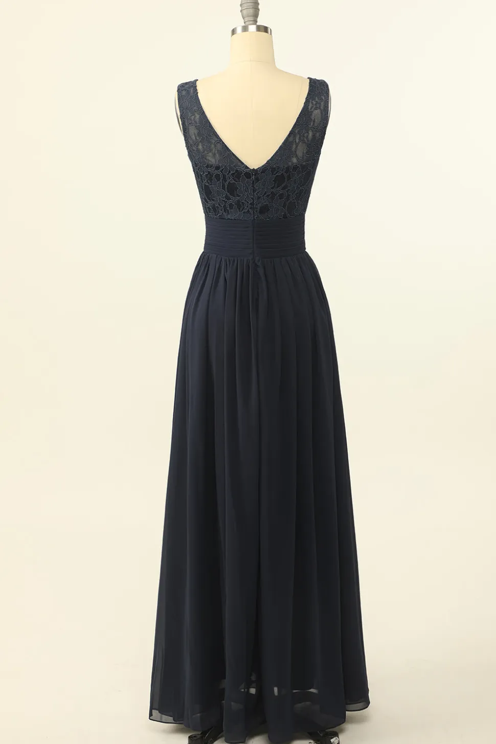 Blush Vestido Longo Chiffon Renda Dama de Honra