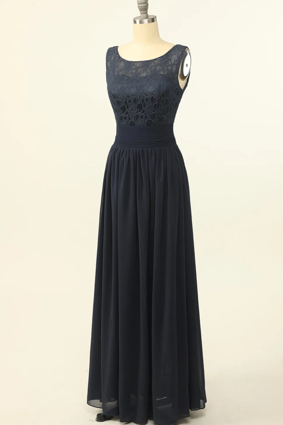 Blush Vestido Longo Chiffon Renda Dama de Honra