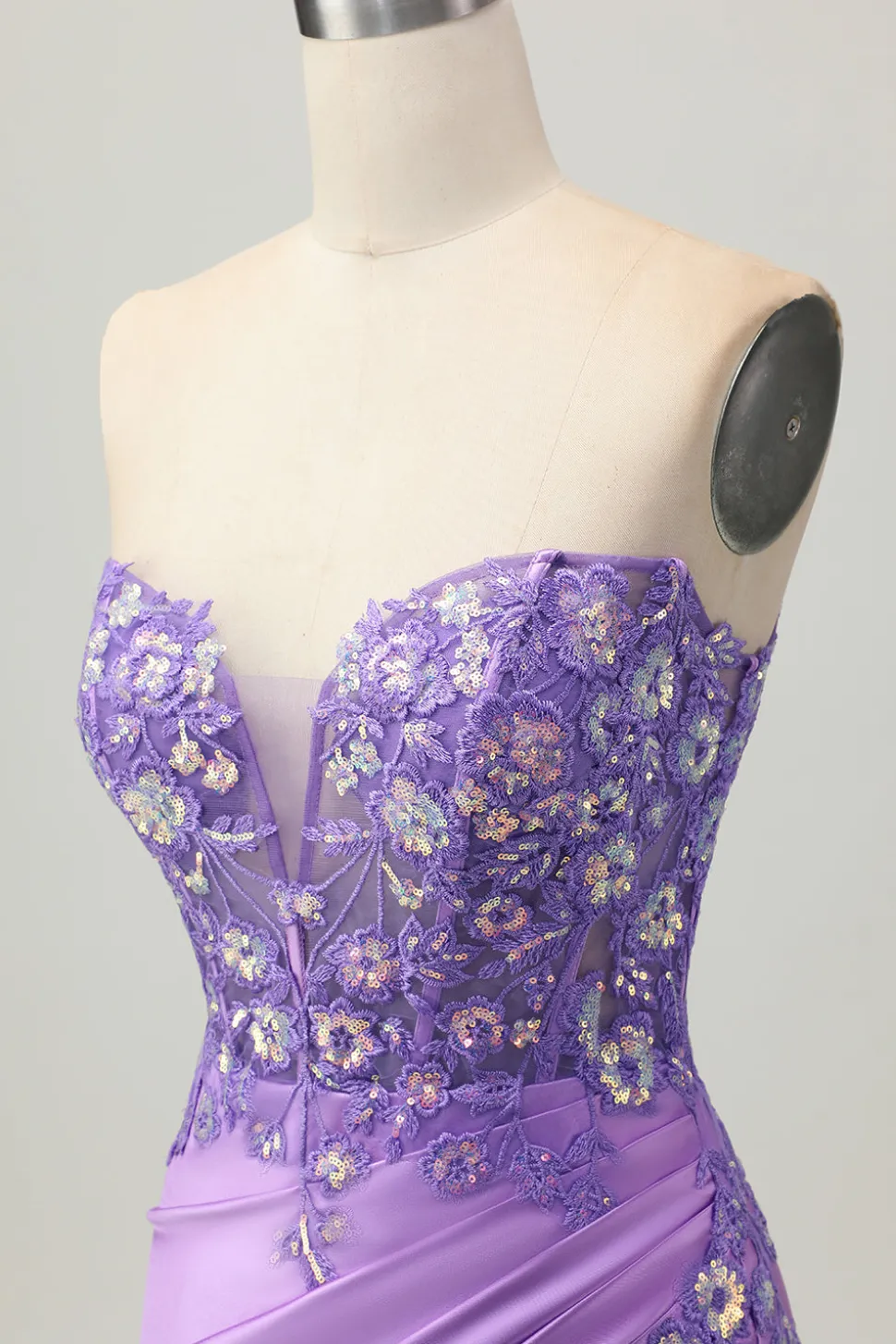 Bodycon azul claro espartilho sem alças Ruched Sequins Vestido Curto Homecoming