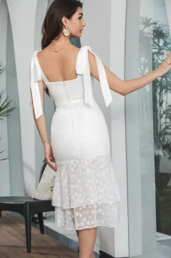 Bodycon branco vestido de noivado com renda