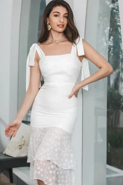 Bodycon branco vestido de noivado com renda
