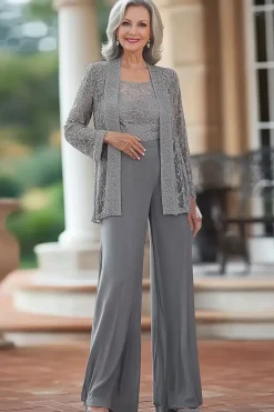 Bodycon cinza Laced Wedding Party macacão com casaco de renda