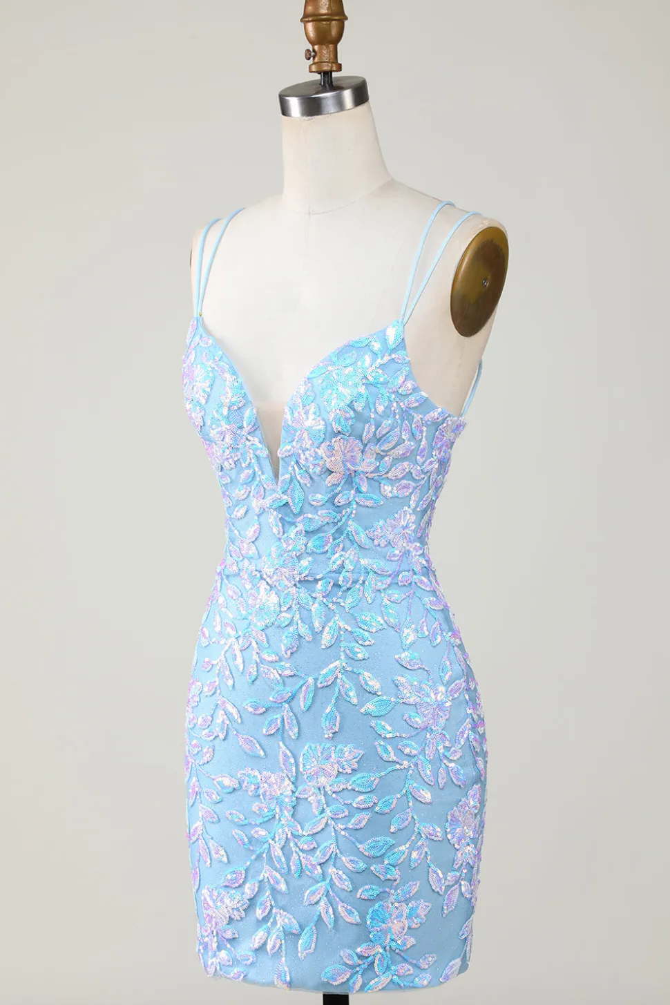 Bodycon Esparguete Alças Vestido de festa com Aqqliques