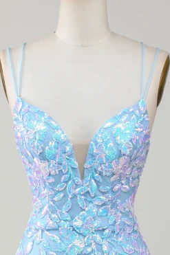 Bodycon Esparguete Alças Vestido de festa com Aqqliques