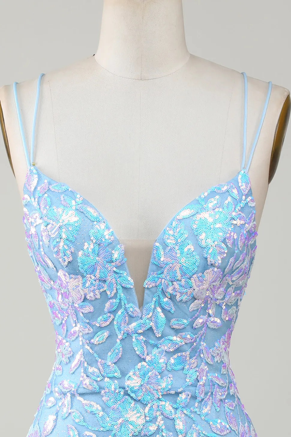 Bodycon Esparguete Alças Vestido de festa com Aqqliques