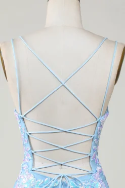 Bodycon Esparguete Alças Vestido de festa com Aqqliques