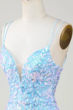 Bodycon Esparguete Alças Vestido de festa com Aqqliques
