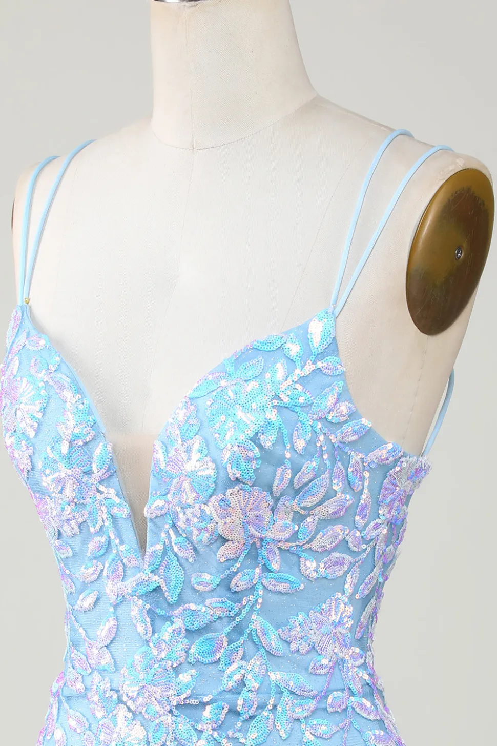 Bodycon Esparguete Alças Vestido de festa com Aqqliques