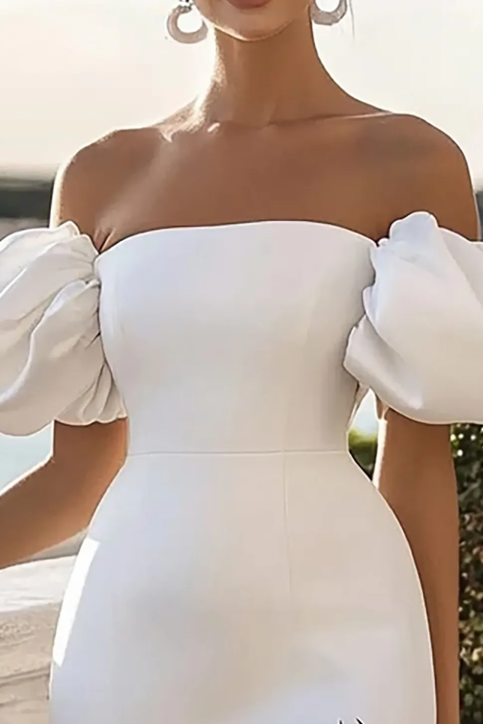 Bodycon Fora do Ombro Curto/Mini Vestidinho Branco