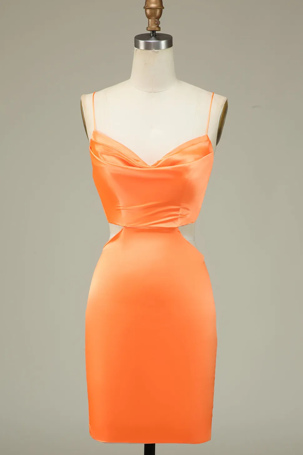 Bodycon Laranja Esparguete Correias Homecoming Vestido