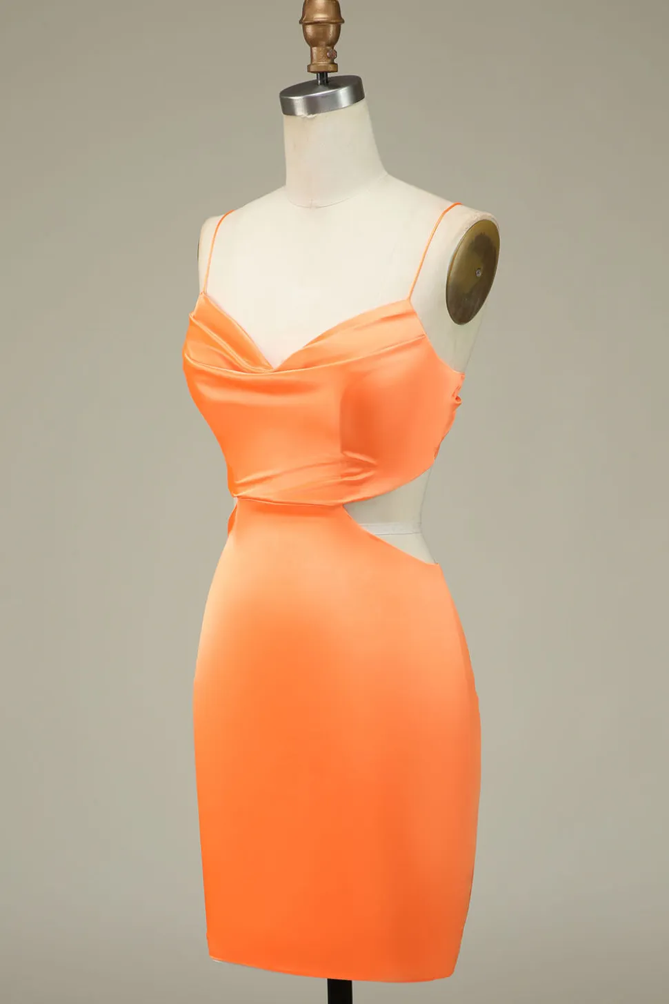Bodycon Laranja Esparguete Correias Homecoming Vestido