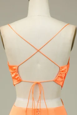 Bodycon Laranja Esparguete Correias Homecoming Vestido
