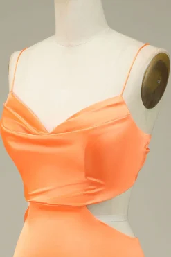 Bodycon Laranja Esparguete Correias Homecoming Vestido