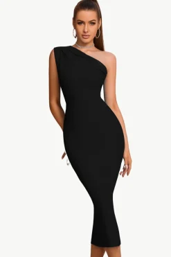 Bodycon One Shoulder Black Party Dress