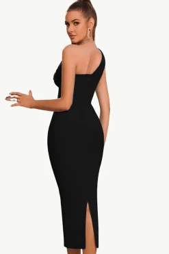 Bodycon One Shoulder Black Party Dress
