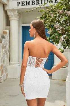 Bodycon Querida Vestido Branco com Apliques