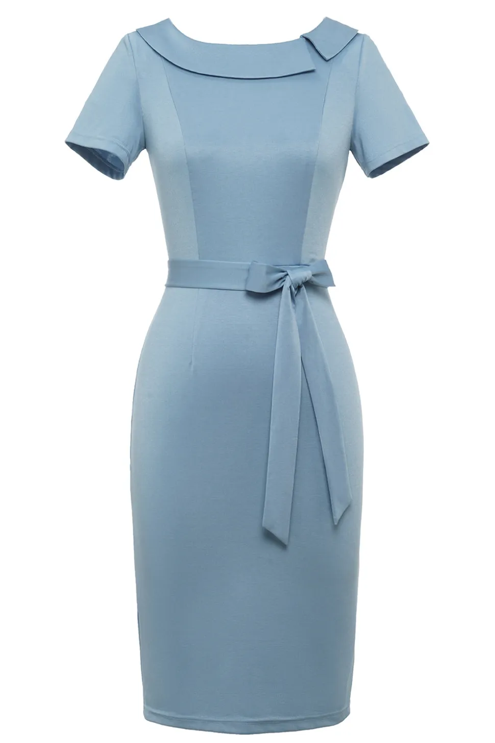 Bodycon Round Neck Light Blue 1960s Dress