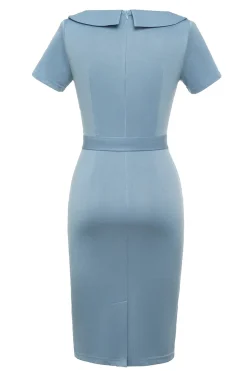 Bodycon Round Neck Light Blue 1960s Dress