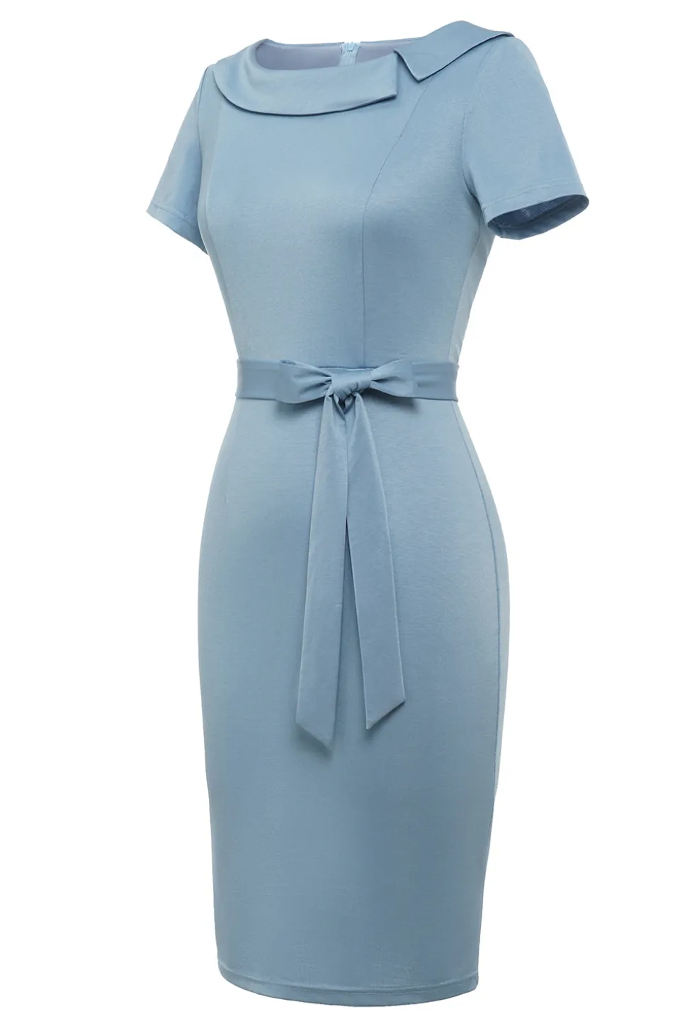Bodycon Round Neck Light Blue 1960s Dress