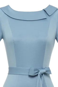 Bodycon Round Neck Light Blue 1960s Dress