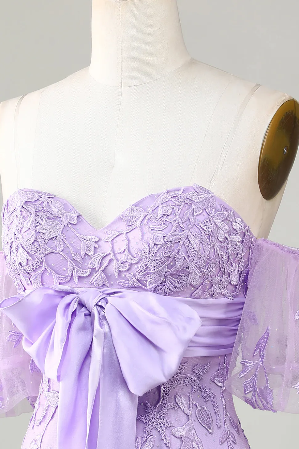 Bodycon Sweetheart Purple Vestido Curto Homecoming com Bowknot