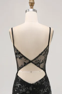 Bodycon Verde Escuro Backless Sheer Corset Homecoming Dress com Sequins