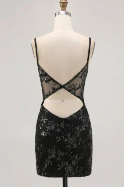 Bodycon Verde Escuro Backless Sheer Corset Homecoming Dress com Sequins