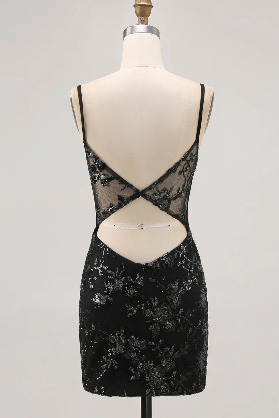 Bodycon Verde Escuro Backless Sheer Corset Homecoming Dress com Sequins
