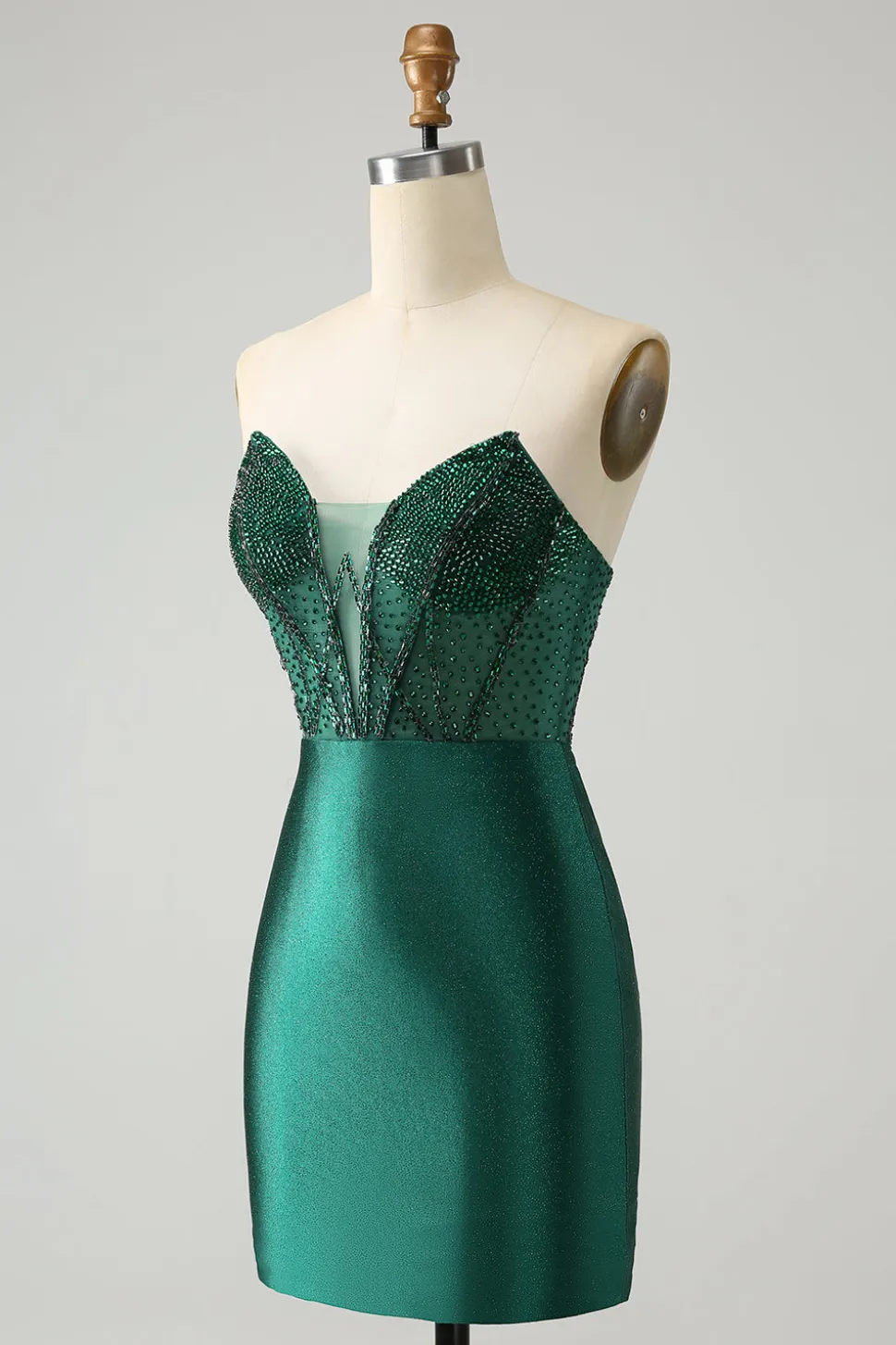 Bodycon verde escuro espartilho sem alças vestido curto de volta para casa