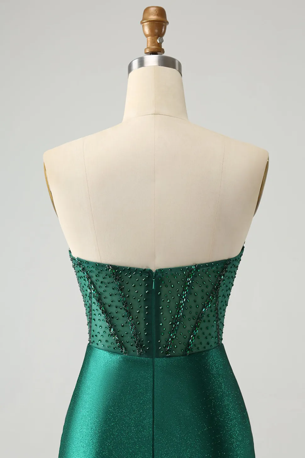 Bodycon verde escuro espartilho sem alças vestido curto de volta para casa