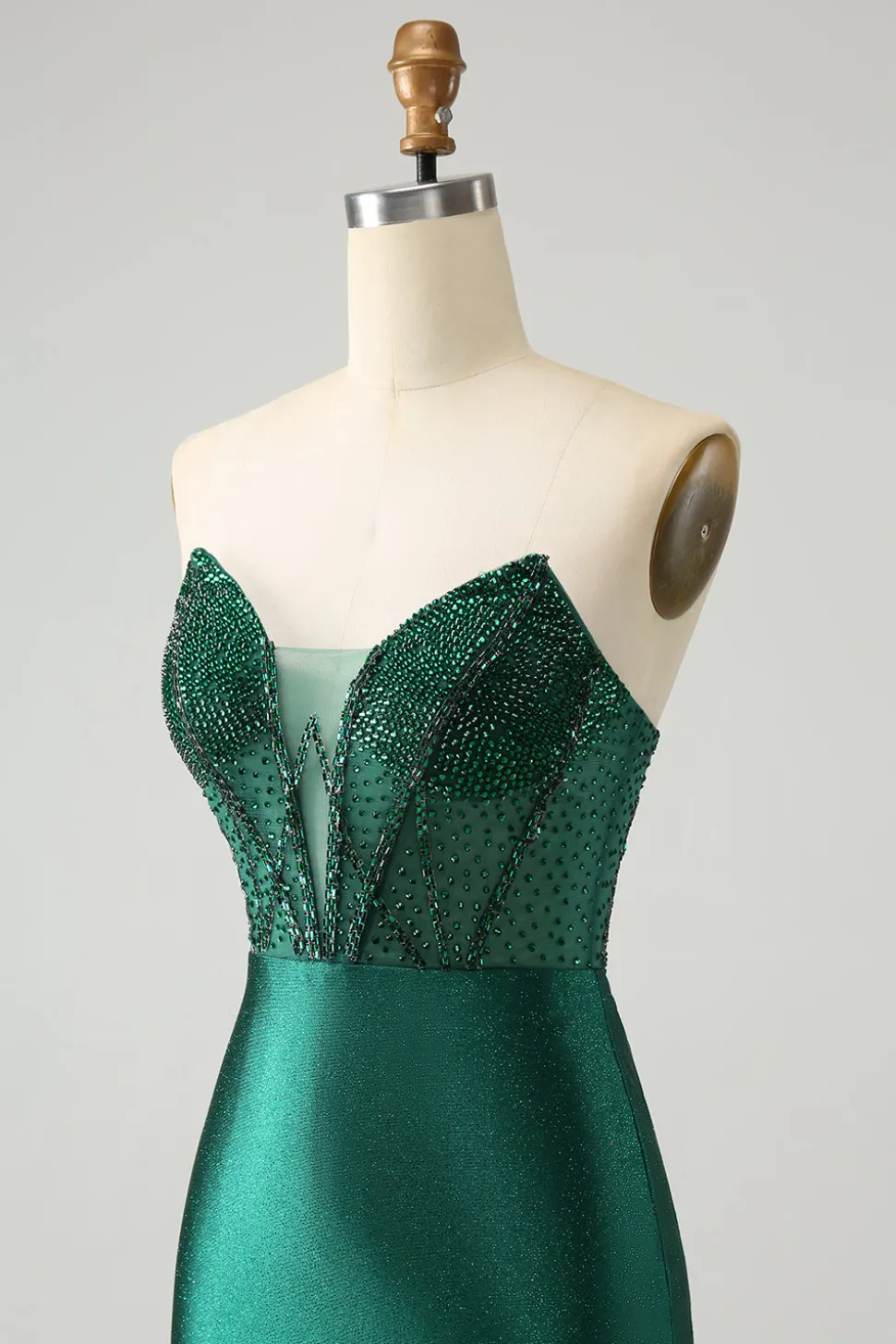 Bodycon verde escuro espartilho sem alças vestido curto de volta para casa