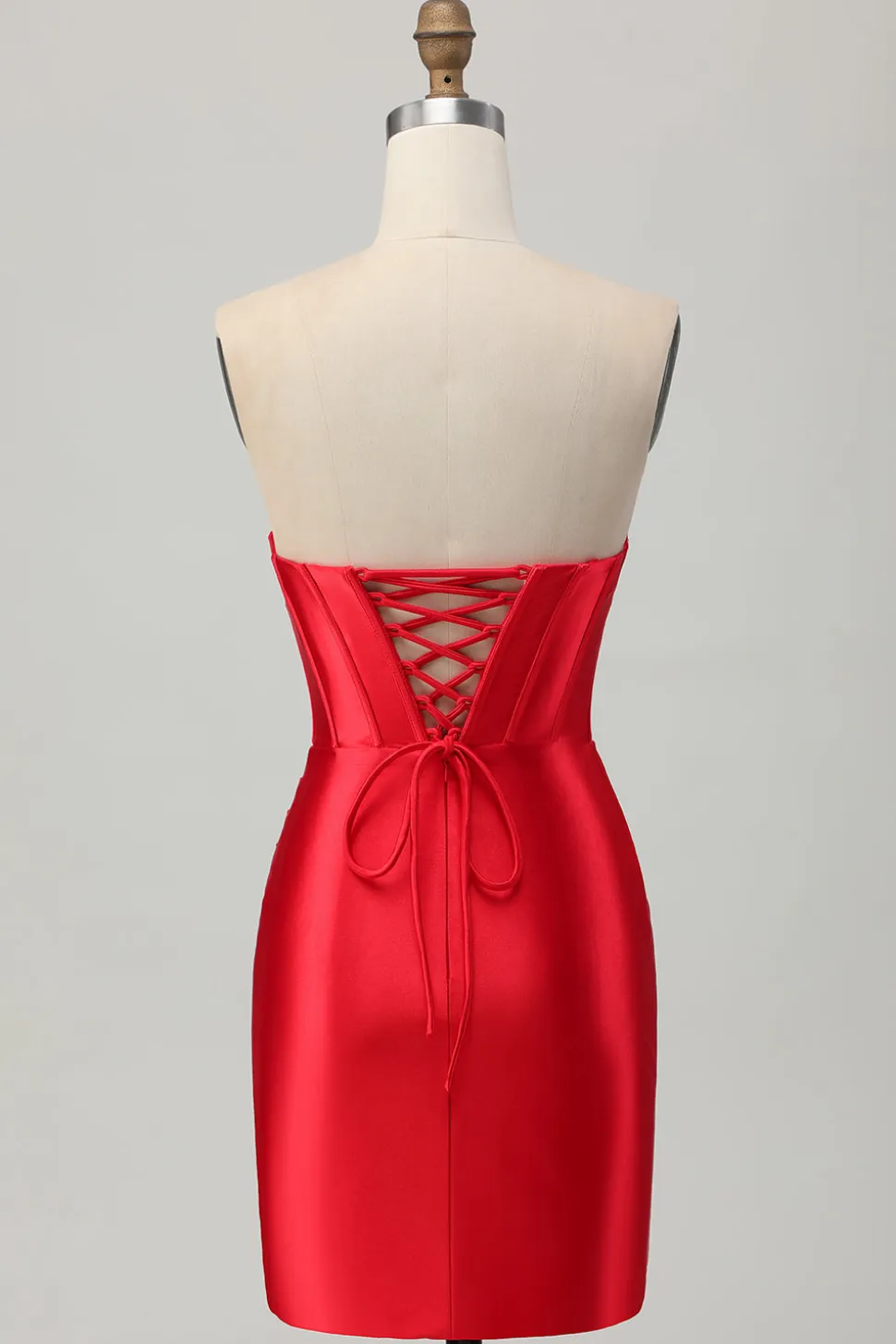Bodycon vermelho espartilho frisado Homecoming vestido com fenda