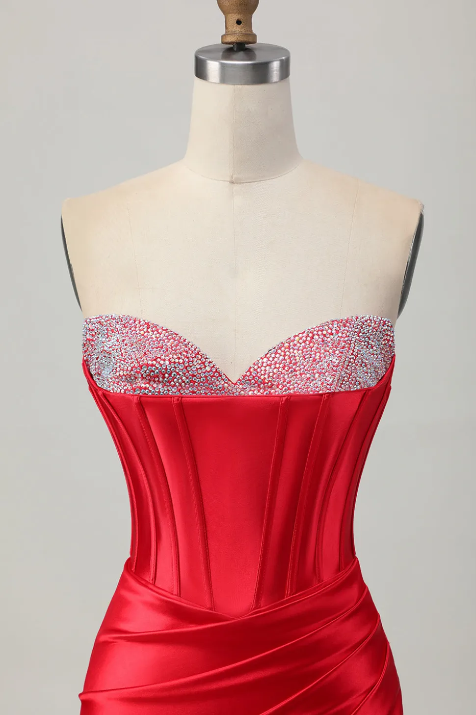 Bodycon vermelho espartilho frisado Homecoming vestido com fenda