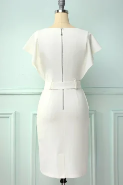 Bodycon vestido branco com faixa