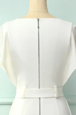 Bodycon vestido branco com faixa