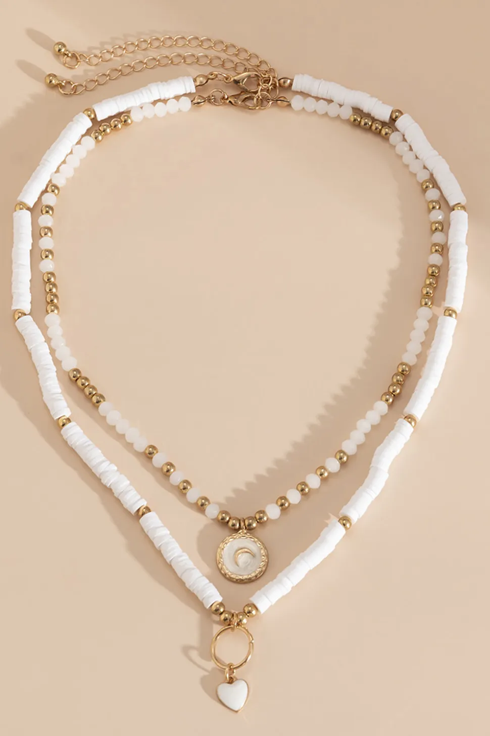 Boho Colar de contas brancas
