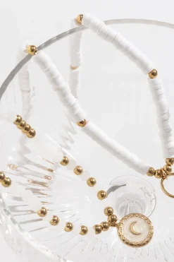 Boho Colar de contas brancas