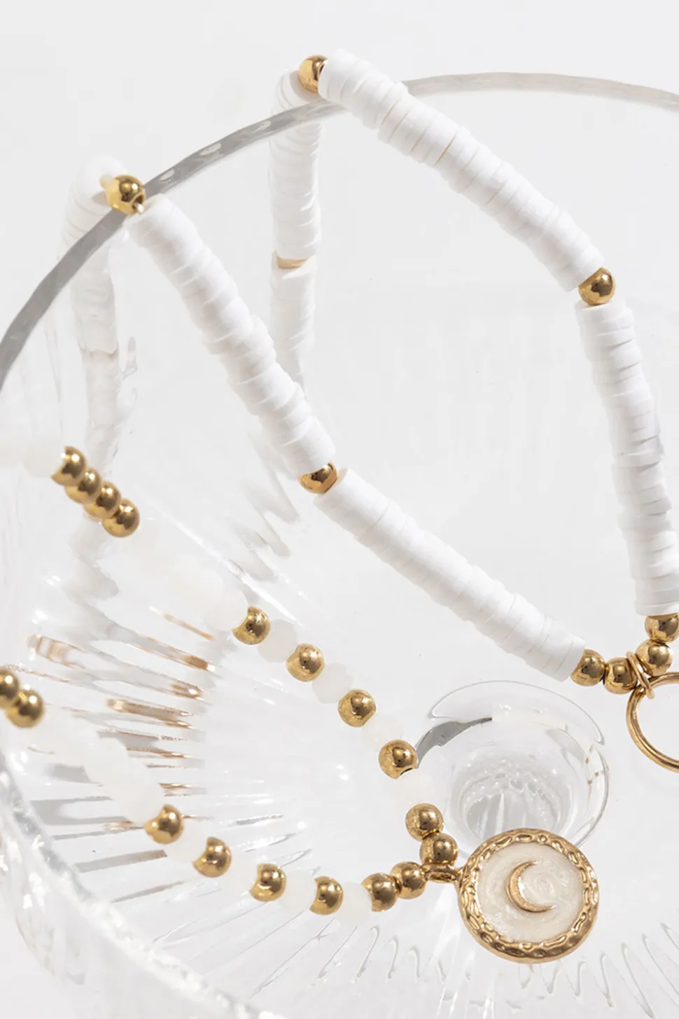 Boho Colar de contas brancas