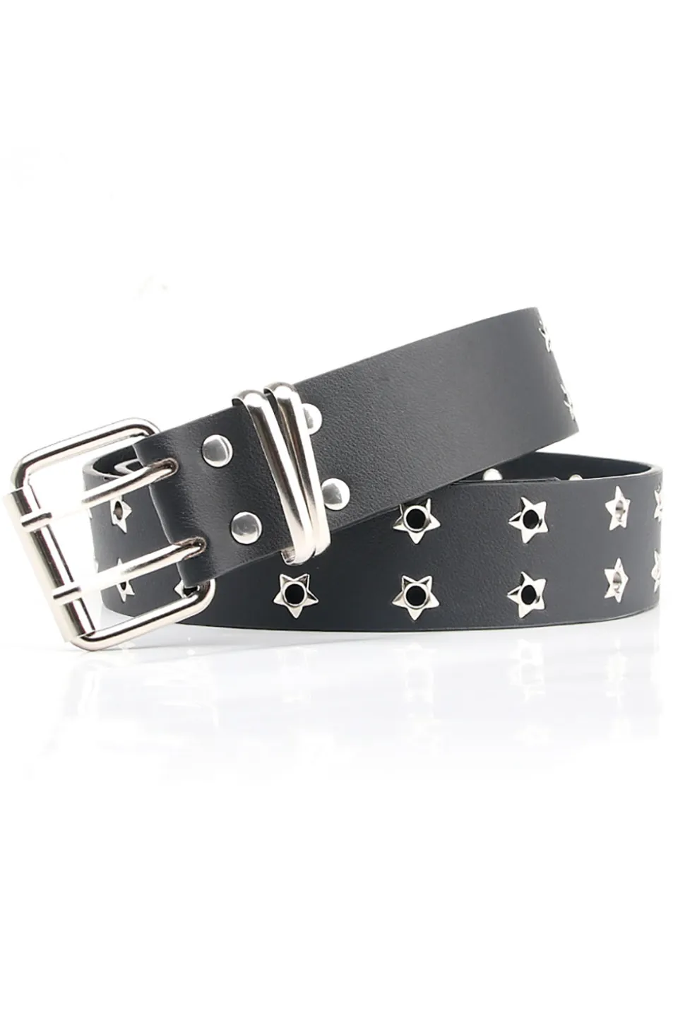 Boho Preto Vintage Rivet Cinto de Couro Largo