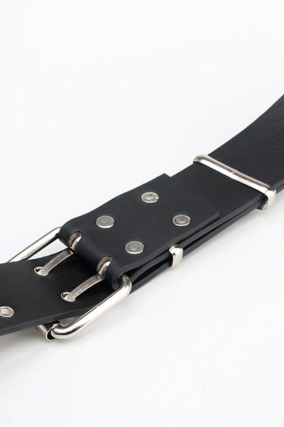 Boho Preto Vintage Rivet Cinto de Couro Largo