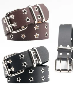 Boho Preto Vintage Rivet Cinto de Couro Largo
