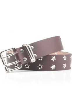 Boho Preto Vintage Rivet Cinto de Couro Largo